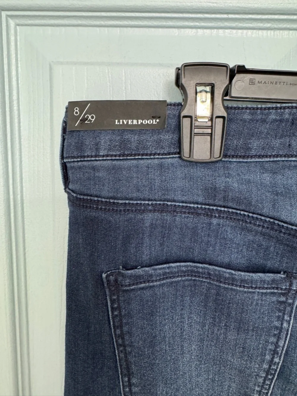 Liverpool Angelique Denim Pencil Skirt 8 29 NWT Stretch Dark Wash 21” Length